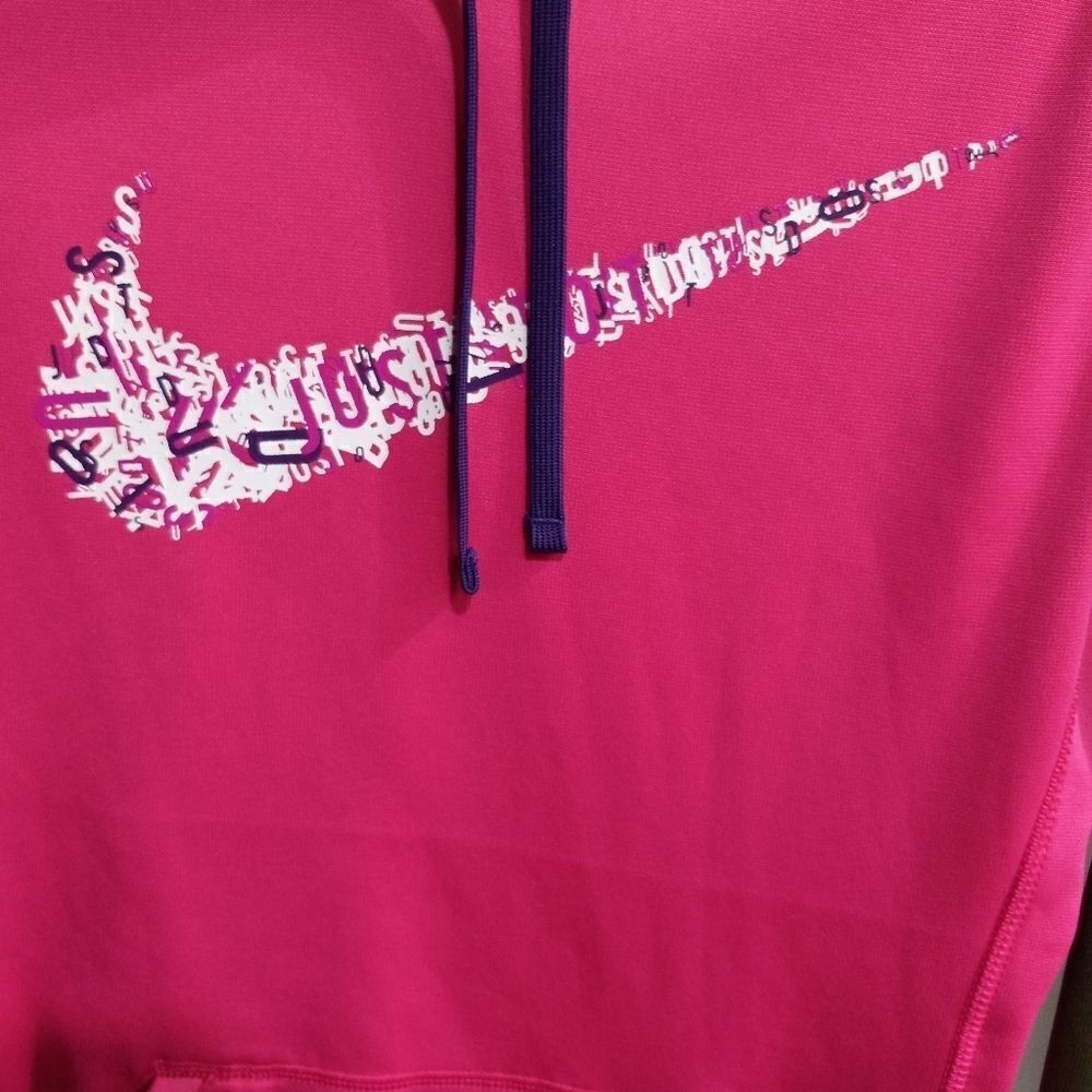 Nike Therma Fit Womens Pink Green Pockets Athletic Running Hoodie - Picture 2 of 5